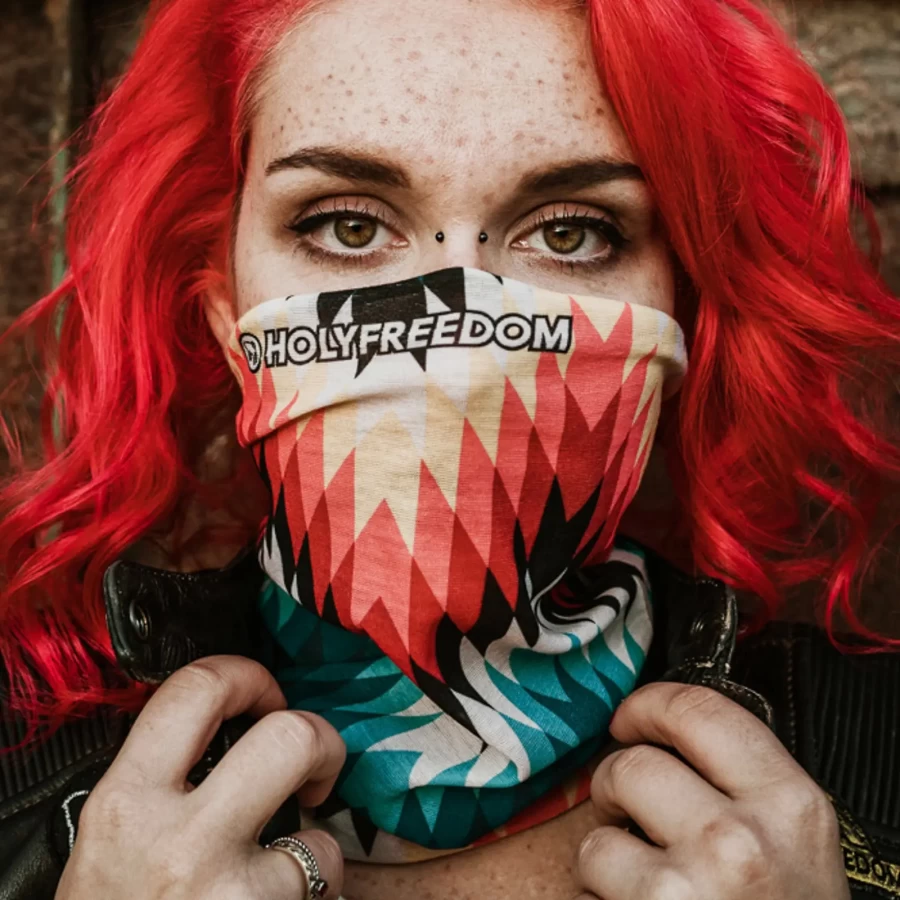 HolyFreedom neck gaiter product detail — seamless motorcycle wind protection tubular